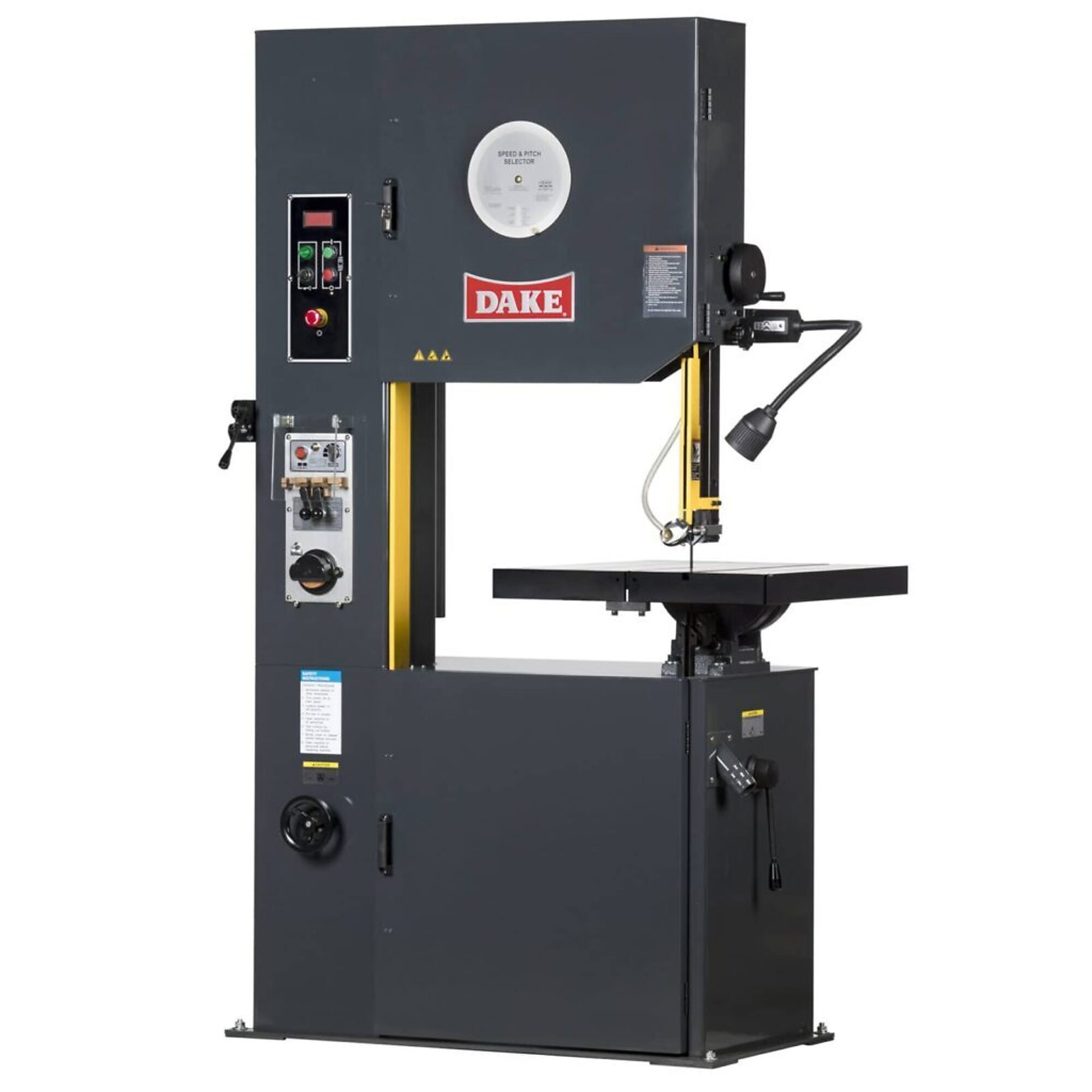 Dake, 26in. Throat Vertical Bandsaw - Electric Table - 220V 3Ph, Model# V-26E